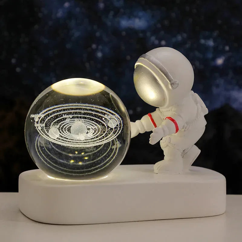 Glowing Planetary Galaxy Astronaut Crystal Ball Night Lights USB Power Warm Bedside Light Brithday Gift Night Lamp - Bellarte Enchanté Glowing Planetary Galaxy Astronaut Crystal Ball Night Lights USB Power Warm Bedside Light Brithday Gift Night Lamp